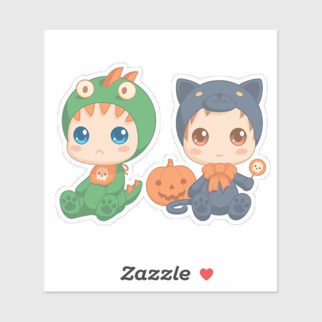 Sticker Première Halloween Babies Chat noir Costume Dragon (Feuille)