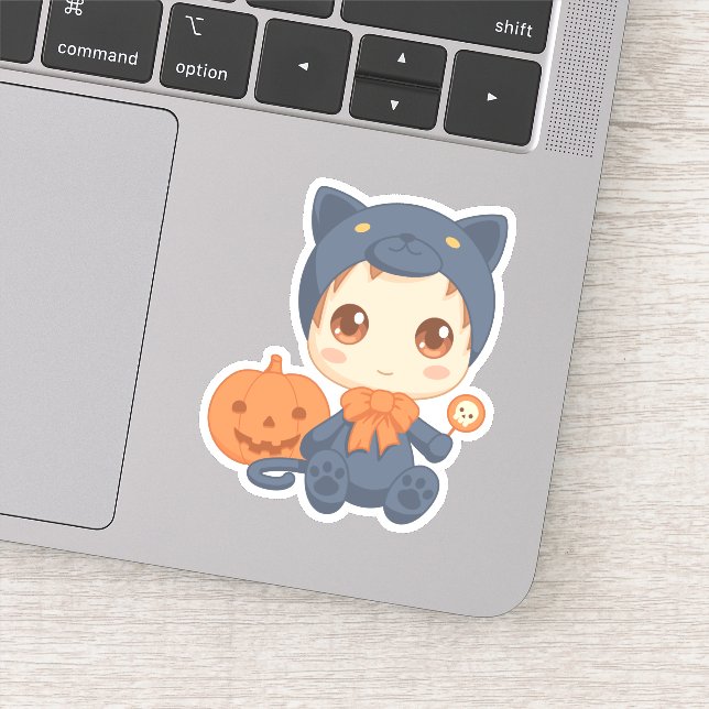 Sticker Première Halloween mignonne bébé noir costume de c (Détail)