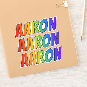 Sticker Prénom "AARON" avec la coloration d'arc-en-ciel