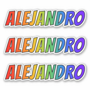 Sticker Prénom "ALEJANDRO" avec colorant arc en ciel amusa