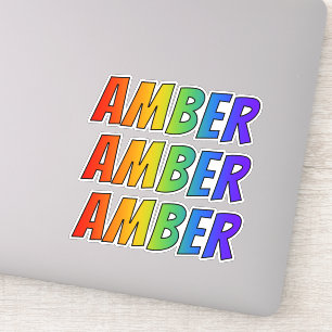 Sticker Prénom "AMBER" avec colorant arc-en-ciel amusant
