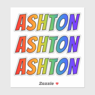 Sticker Prénom "ASHTON" avec colorant arc-en-ciel amusant