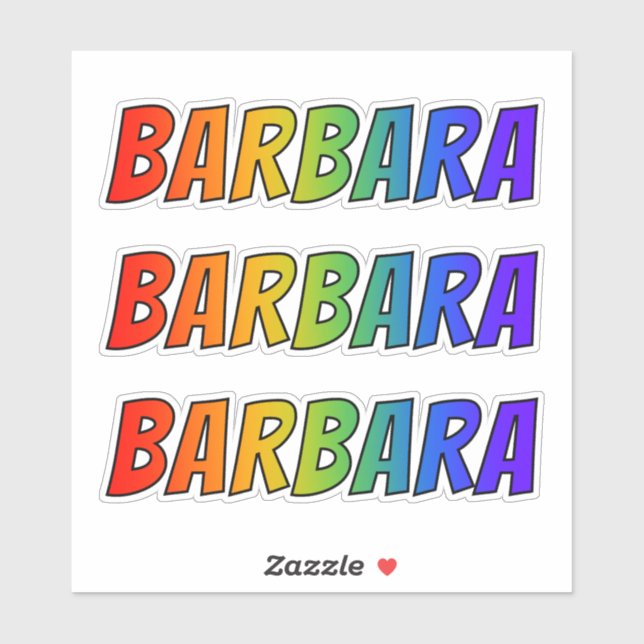 Sticker Prénom "BARBARA" avec colorant arc en ciel amusant (Feuille)