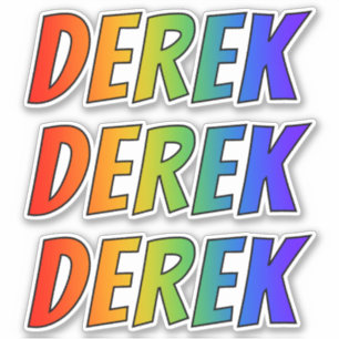 Sticker Prénom "DEREK" avec la coloration d'arc-en-ciel