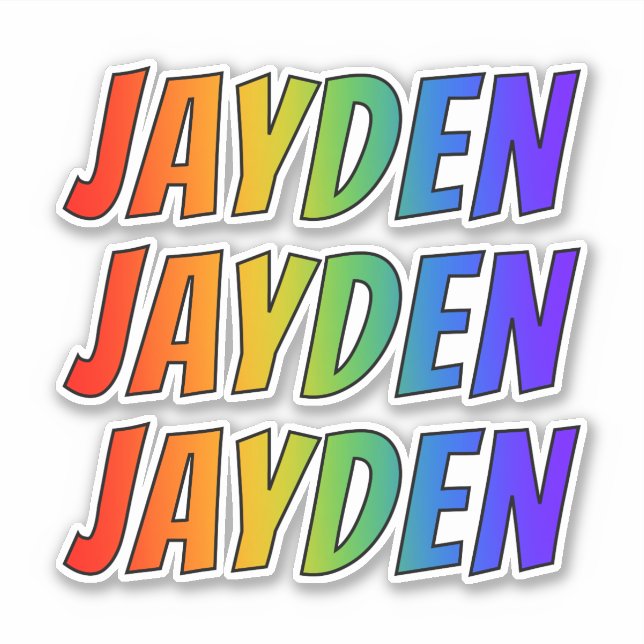Sticker Prénom "JAYDEN" avec colorant arc en ciel amusant (Devant)