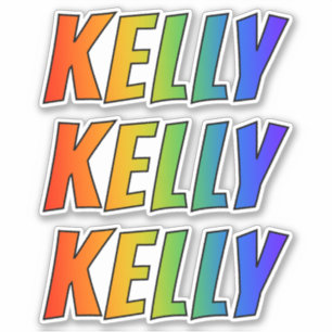 Sticker Prénom "KELLY" avec colorant arc-en-ciel amusant