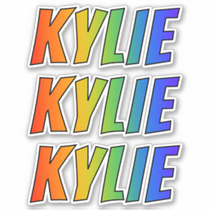 Sticker Prénom "KYLIE" avec colorant arc-en-ciel amusant