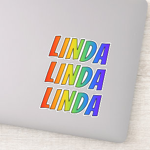 Sticker Prénom "LINDA" avec colorant arc-en-ciel amusant