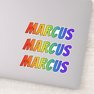 Sticker Prénom "MARCUS" avec colorant arc-en-ciel amusant