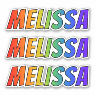 Sticker Prénom "MELISSA" avec la coloration d'arc-en-ciel