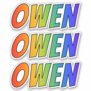 Sticker Prénom "OWEN" avec colorant arc-en-ciel amusant