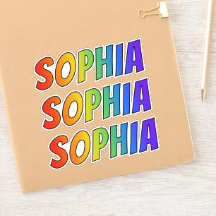 Sticker Prénom "SOPHIA" avec colorant arc-en-ciel amusant
