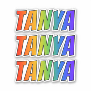 Sticker Prénom "TANYA" avec colorant arc en ciel amusant