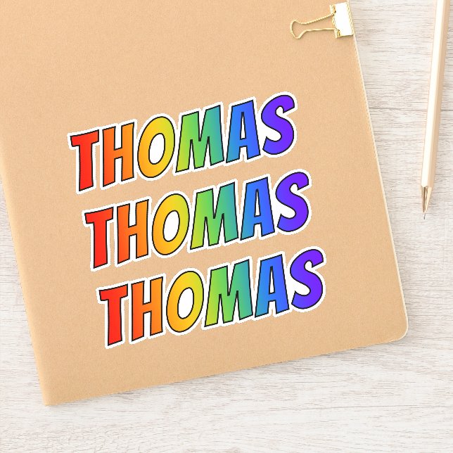 Sticker Prénom "THOMAS" avec colorant arc-en-ciel amusant (Carnet)