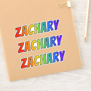 Sticker Prénom "ZACHARY" avec la coloration d'arc-en-ciel