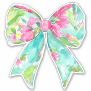 Sticker Preppy Rose et Green Bow