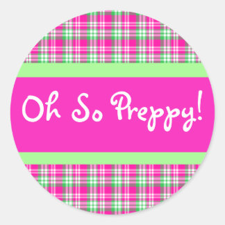 Sticker Preppy rose et vert