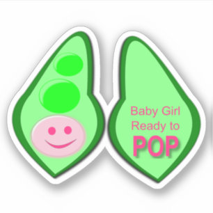 Sticker Prêt pour la pop bébé fille pois rose
