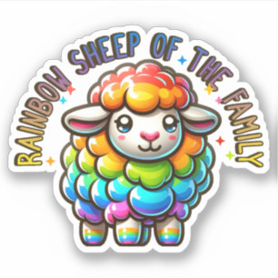 Sticker Pride arc-en-ciel mouton de la famille