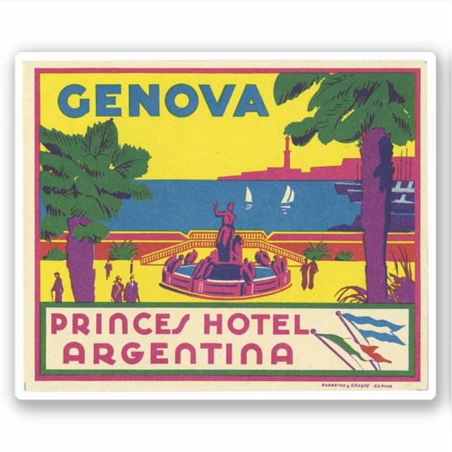 Sticker Princes Hotel Argentina Genova (Devant)