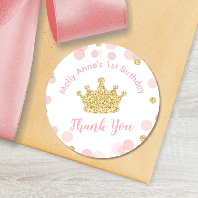 Sticker Princess Pink & Gold Anniversaire Étiquett (Créateur téléchargé)