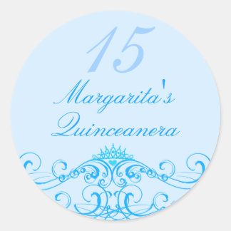 Sticker Princess Tiara Blue Quinceanera