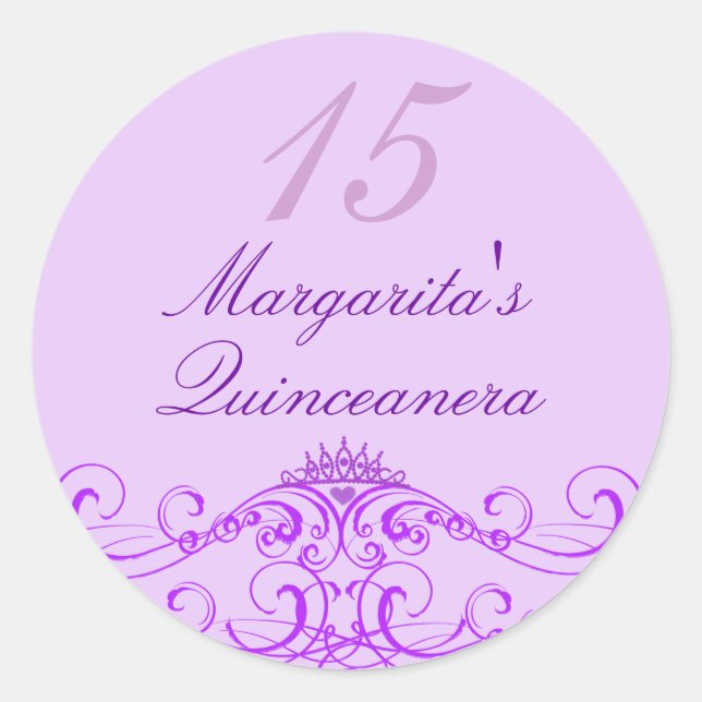 Sticker Princess Tiara Purple Quinceanera (Devant)