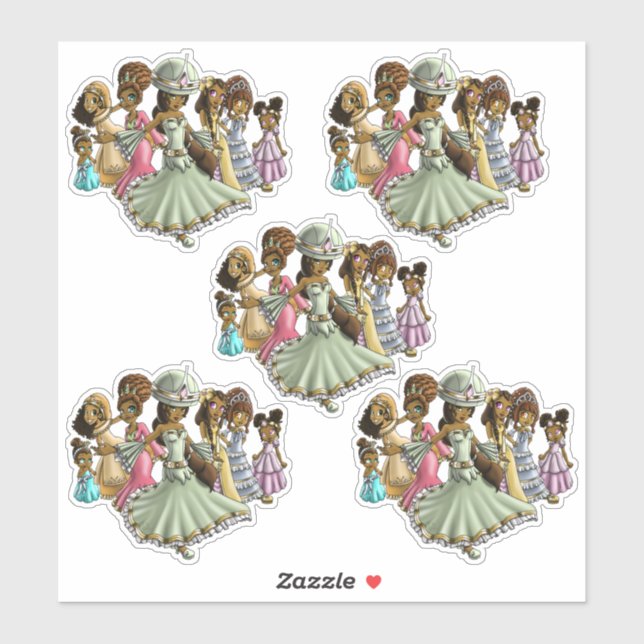 Sticker Princesse afro-américaine (Feuille)