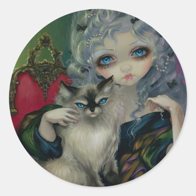 Sticker "Princesse avec un chat Ragdoll" (Devant)
