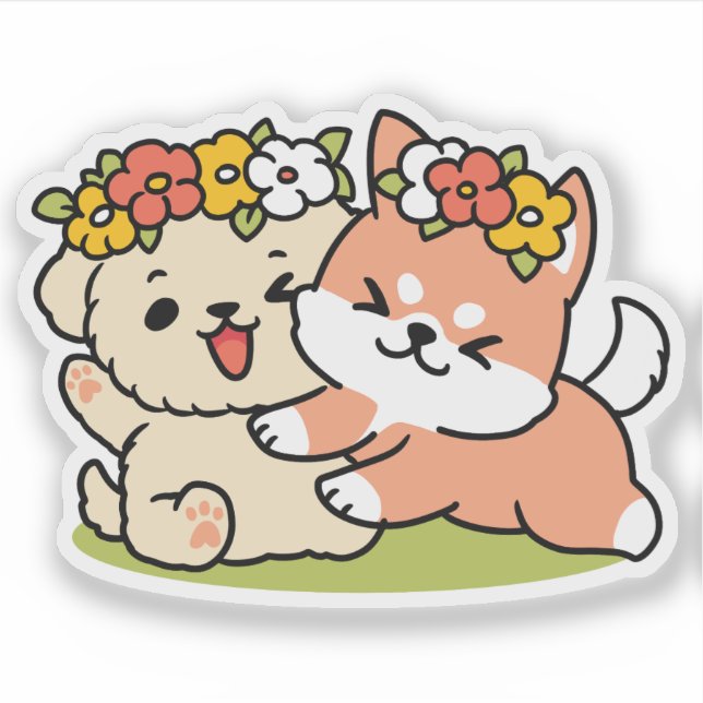 Sticker Printemps dans la laideur - Illustration de chien  (Devant)