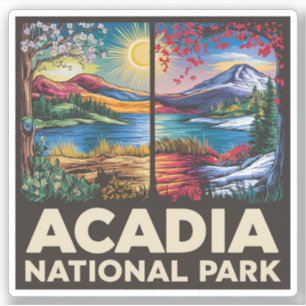 Sticker Printemps vs Automne Parc national Acadia Cadeau