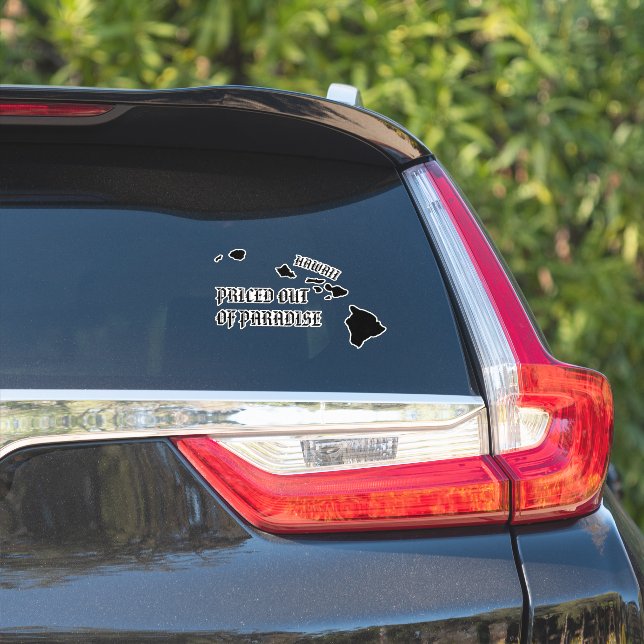 Sticker PRIX HORS DE PARADISE Hawaii Islands BLK (Côté voiture)