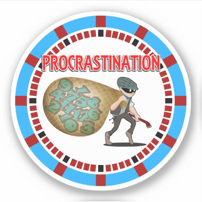 Sticker Procrastination est le voleur du temps (Devant)