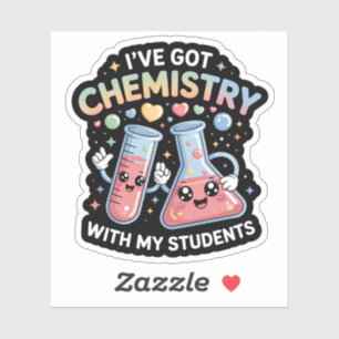 Sticker Prof de chimie kawaii – Becher et tube à essai mig