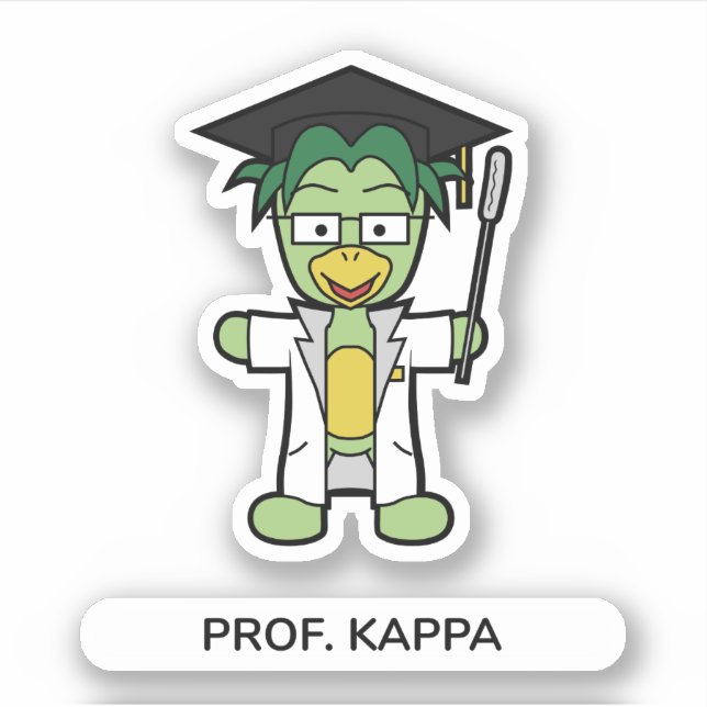 Sticker Professeur Kappa, Docteur en études de Yokai (Devant)