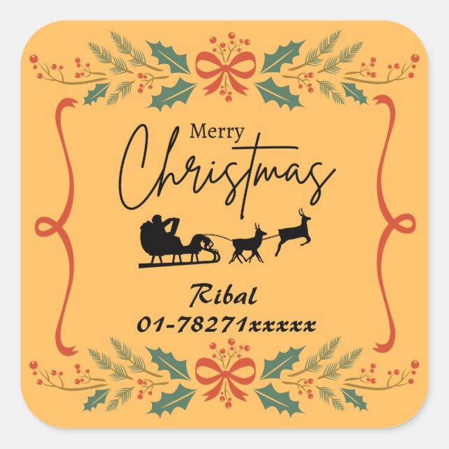 Sticker professionnel personnalisé Joyeux Noël (Devant)