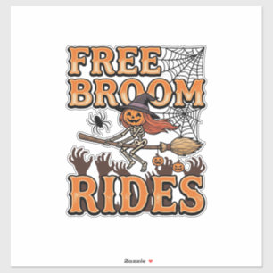 Sticker Promenades en balai gratuites Halloween Sorcière s