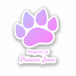 Sticker Propriété du nom de votre chien Décale personnalis