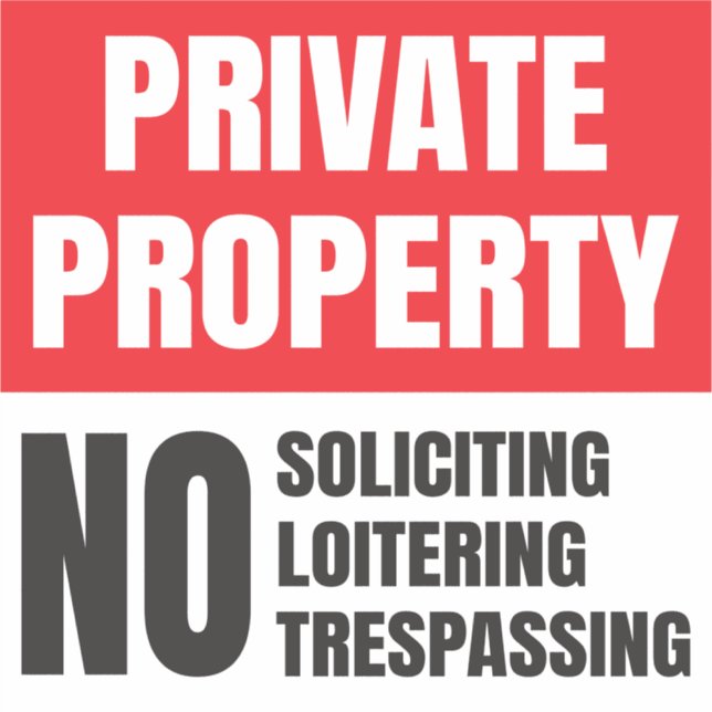 Sticker Propriété privée Pas de sollicitation (Devant)