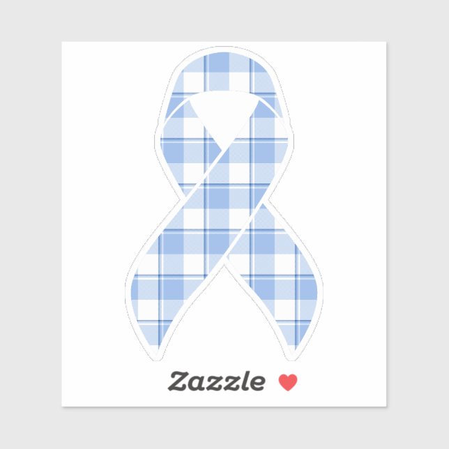 Sticker Prostate Cancer Awareness Plaid Light Blue Ribbon (Feuille)