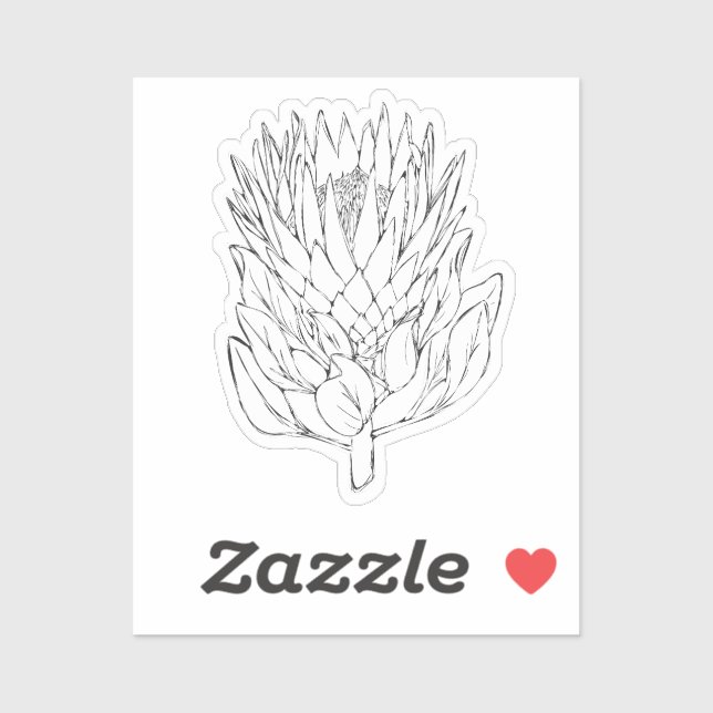 Sticker Protea Black & White taillé personnalisé I (Feuille)