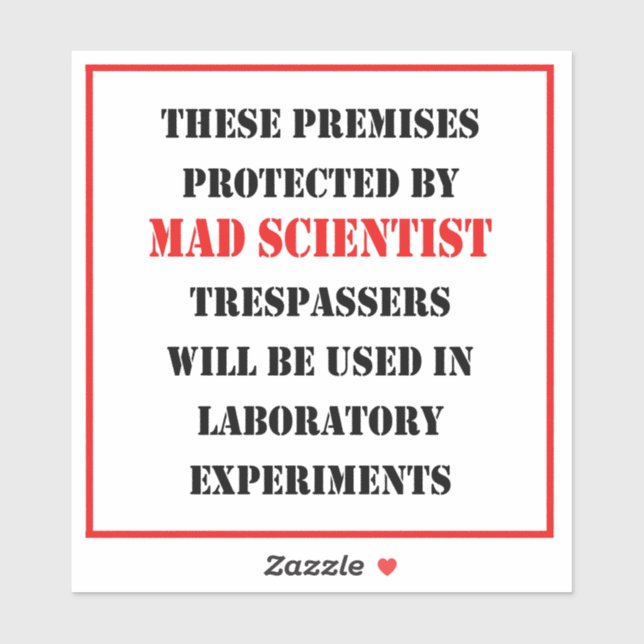 Sticker Protégé Par Un Scientifique Mad (Feuille)