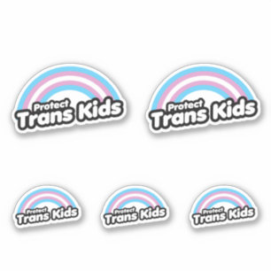 Sticker Protéger les enfants trans - Arc-en-ciel