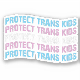 Sticker Protéger les enfants trans - Vague du drapeau tran