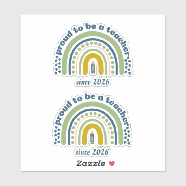 Sticker Proud To Be a Teacher Retro Blue Green (Feuille)
