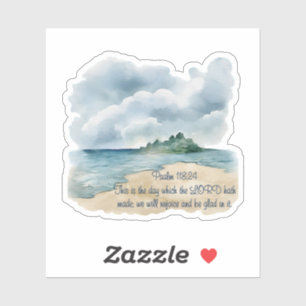 Sticker Psaume 118:24 C'est le jour nuageux Beach Scène