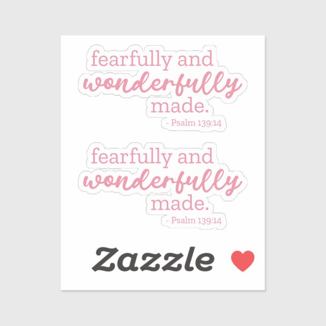 Sticker Psaume 139:14 - Fearful and Wonderful Fade (Feuille)