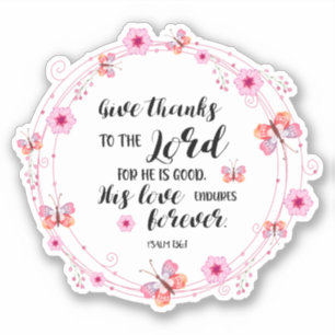 Sticker Psaumes Bible Verse Donner Merci Fleurs Roses