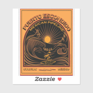 STICKER PUERTO MEXICAIN SURFANT ESCONDIDO MEXIQUE DE