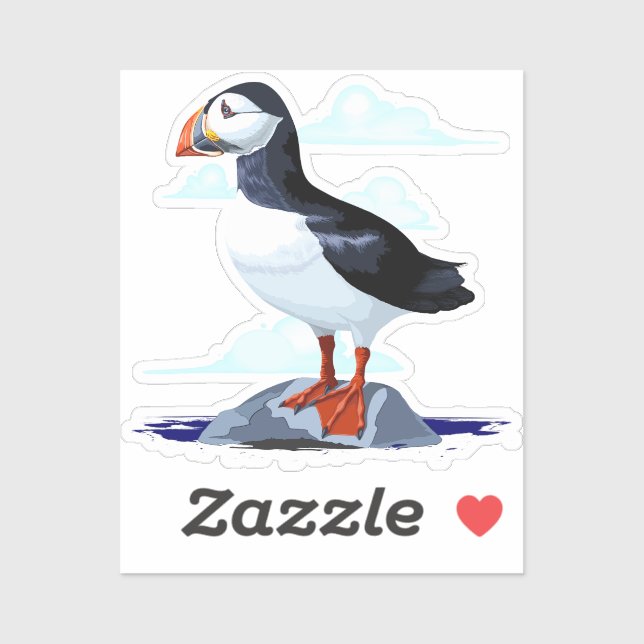 Sticker Puffin Cute Oiseau de mer Atlantique (Feuille)